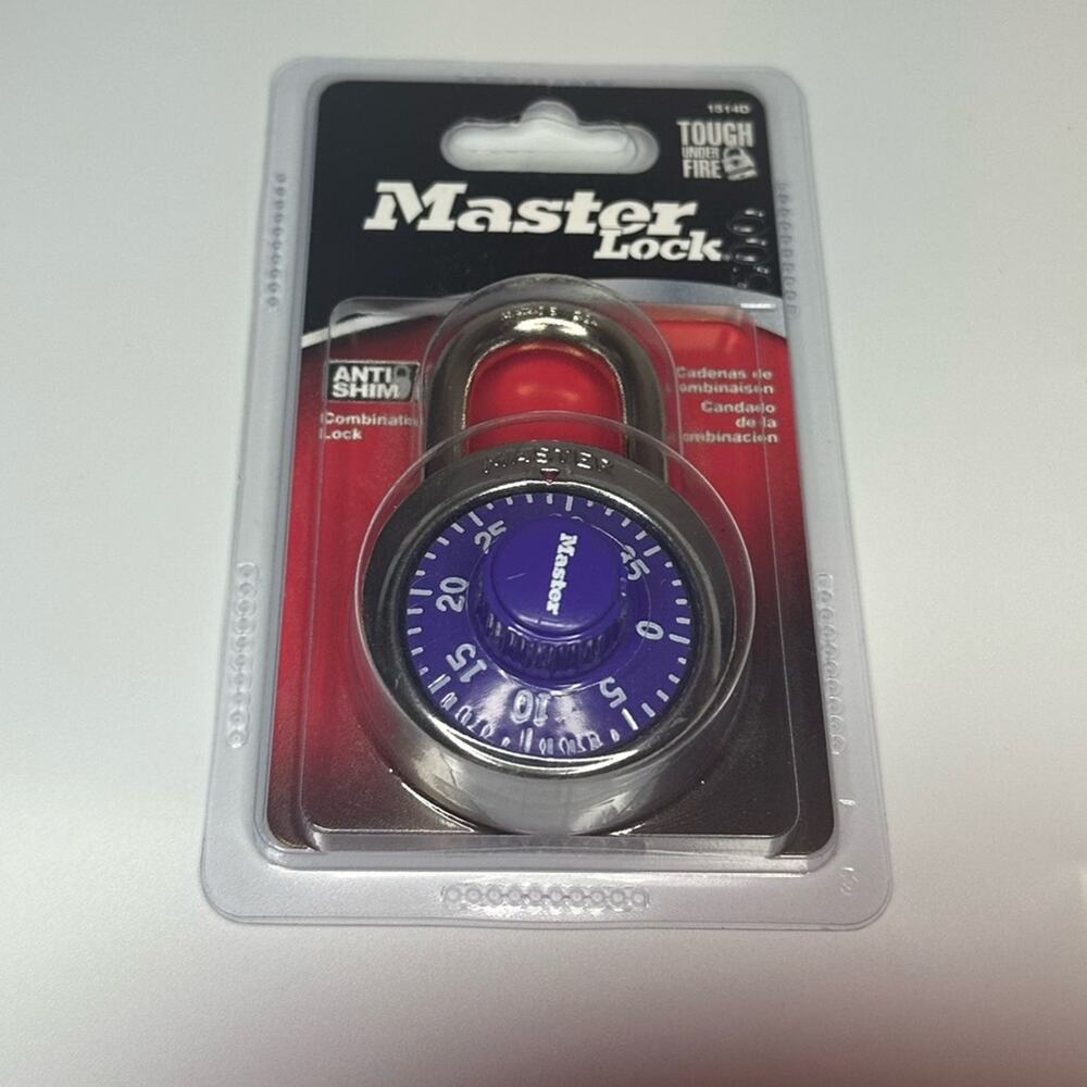 Master Lock 1514D Anti-Shim Combination Padlock Purple NEW Sealed